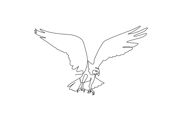 Jeden ciągły rysunek koncepcji latającego ptaka Doodle ilustracja wektorowa w prostym liniowym