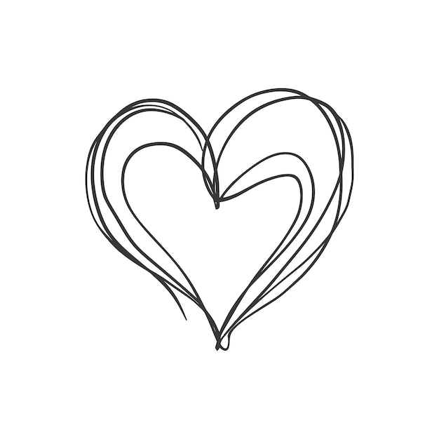 Plik wektorowy jeden ciągły rysunek miłości, symbol serca, tylko czarny kolor.