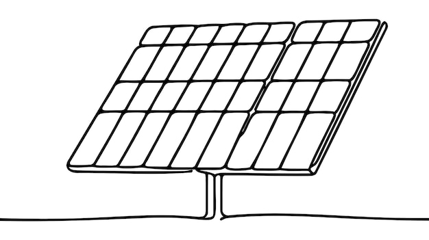 Jeden ciągły rysunek panelu słonecznego z słońcem Zielona czysta energia i odnawialne zasoby w prostym stylu liniowym