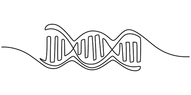 Jeden ciągły rysunek pojedynczej linii DNA wyizolowanego na białym tle DNA Chromosom Ręcznie narysowany