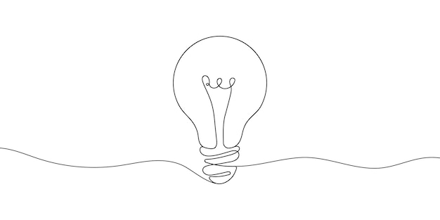 Jeden liniowy szkic żarówki Pojęcie zużycia energii elektrycznej Jeden liniowy rysunek wektorowy