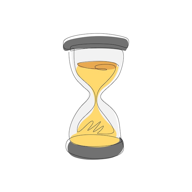 Jeden rysunek jednej linii vintage piaskowana zegarek z piaskowcem timer lub zegar płaska ikona dla aplikacji i stron internetowych