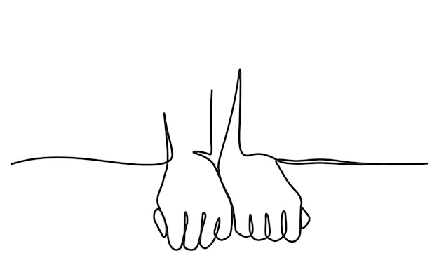 Plik wektorowy jeden rysunek linii para rąk razem ilustracji