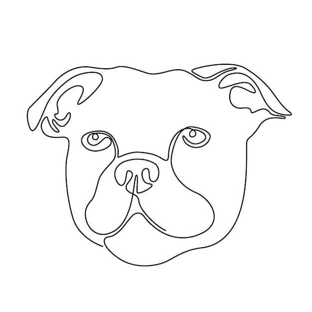 Plik wektorowy jeden wiersz rysunek staffordshire bull terrier wektor minimalistyczny styl angielski staffy portret psa