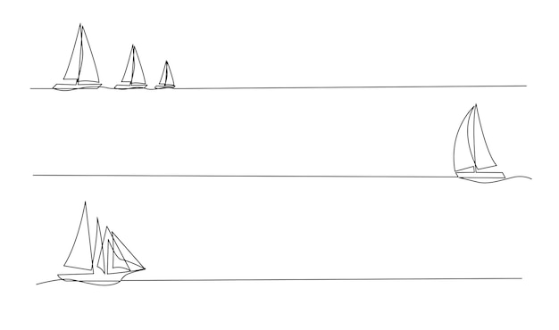 Plik wektorowy jedna ciągła linia sztuki ikona łodzi morskiej jacht podróż turystyka koncepcja sylwetka wzór symbolu jeden szkic kontur rysunek ilustracja wektorowa