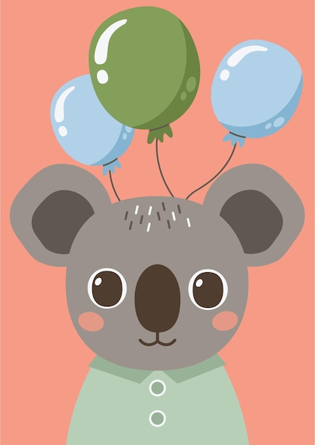 Jedna kartka lub plakat z kolekcji uroczych zwierzątek. Świąteczna koala.