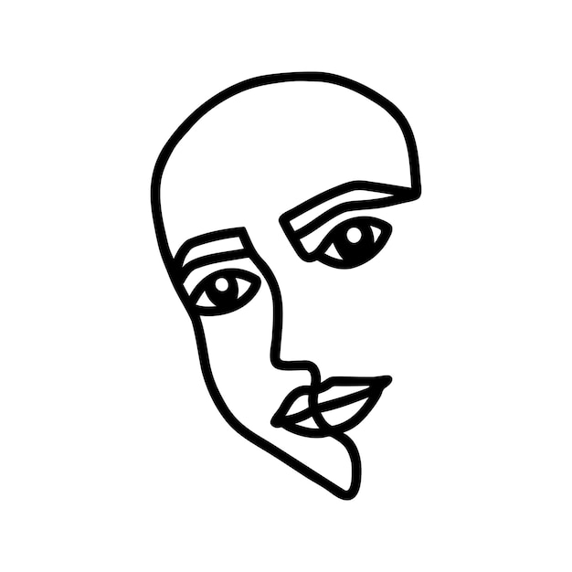 Jedna linia piękna kobieta twarz ilustracja Wektor pojedyncza linia