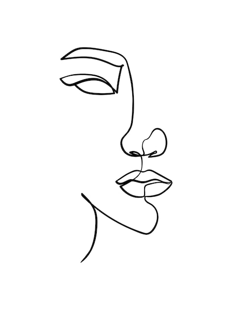 Jedna linia rysowania twarzy Abstrakcyjny portret kobiety Nowoczesna sztuka minimalizmu Ilustracja wektorowa
