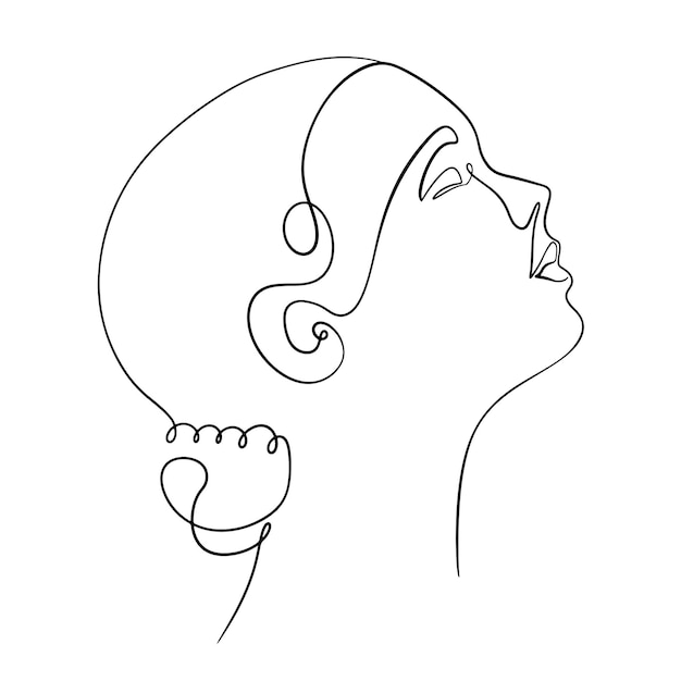 Plik wektorowy jedna linia twarzy liniowy szkic twarz kobiety kobieta portret wektor ręcznie rysowane ilustracja kontur