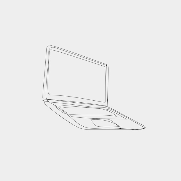 Plik wektorowy jedna liniowa ilustracja rysunek wektorowy szkic laptop technologia notebook