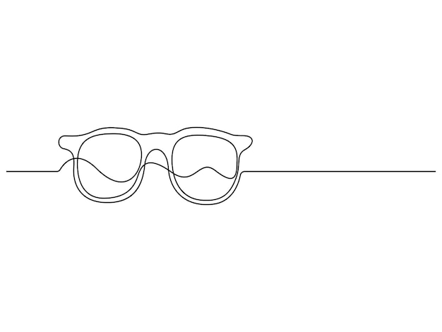 Jedno ciągłe rysowanie jednej linii okulary przeciwsłoneczne ramka oczu minimalna ręcznie narysowana ilustracja wektorowa