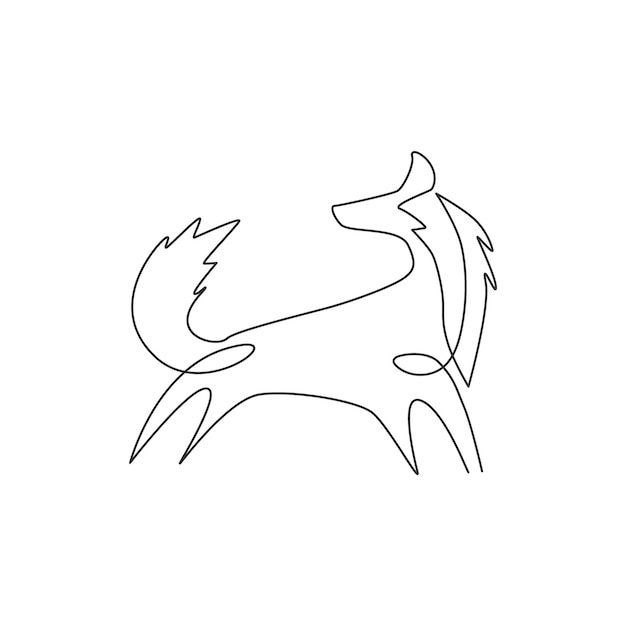 Plik wektorowy jedno rysowanie linii tożsamości logo firmy cute fox ikona miejskiego zoo modny ciągły rysunek linii