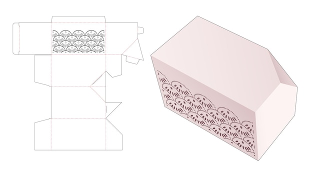 Jedno ścięte Narożne Pudełko Do Pakowania Z Wyciętym Szablonem Japońskiej Fali