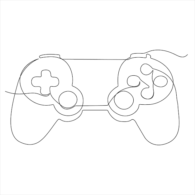Jednoliniowy ciągły rysunek joysticków kontrolera gry lub gamepadów ilustracja wektorowa sztuki liniowej