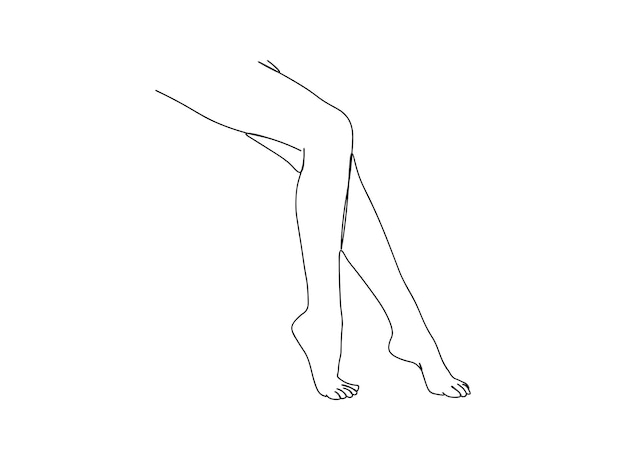 Jednoliniowy Rysunek Sztuki Nogi Dziewczyny Kontynuuje Ilustrację Wektorową Linii