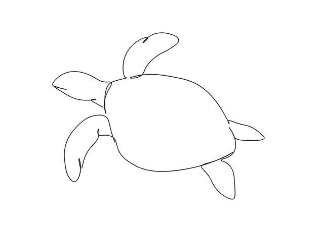 Jednoliniowy rysunek żółwia kontynuuje ilustrację wektorową linii