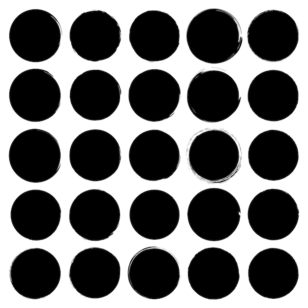 Jednolite Czarne Kręgi Z Różnorodnością Pociągów Pędzla Prosty Wzór Kropek Monochromatyczny Geometryczny