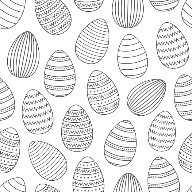 Jednolite Czarno-biały Wzór Zdobione Jaja Happy Easter Background Vector Illustration