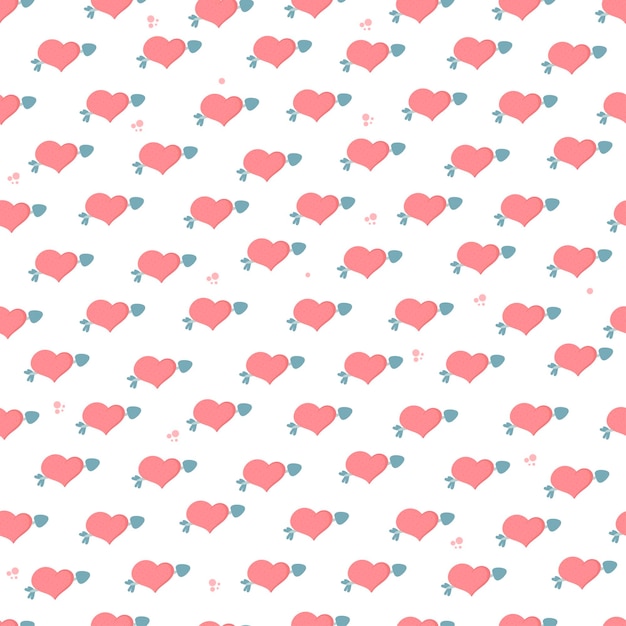 Jednolite tło wektor wzór serca miłości Jednolite wzór na Walentynki Bez szwu tekstury z cuteheart Niekończące się romantycznego druku