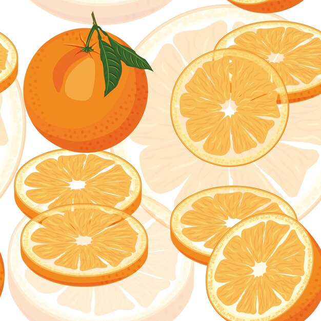 Jednolity Jasny Wzór światła Ze świeżymi Pomarańczami Plasterki Owoców Pomarańczy