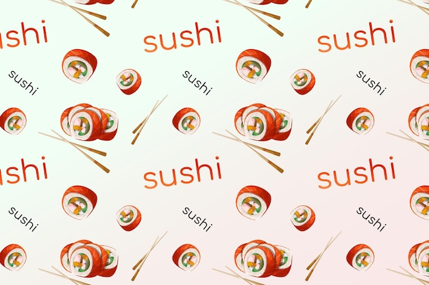 Jednolity wzór azjatyckie sushi rolki z łososiem