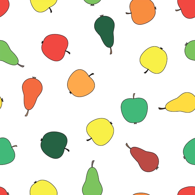 Jednolity wzór jabłek i gruszek Ilustracja wektorowa na białym tle