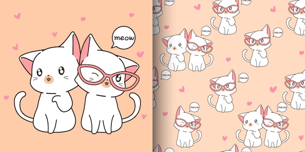 Jednolity wzór kawaii koty