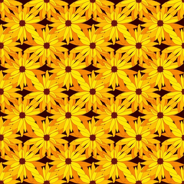 Jednolity wzór kwiatowy Dekoracyjne tło botaniczne kwiatów rudbekia Wiosna lato projekt dla tekstylnych wydruków notatniku