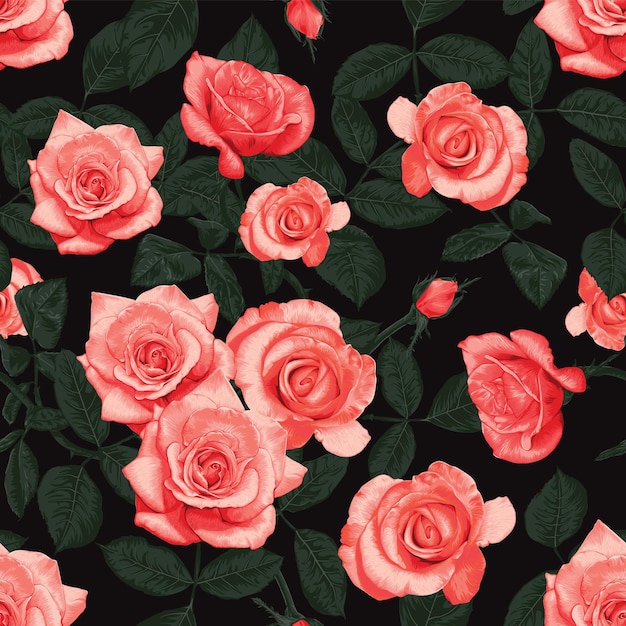 Jednolity Wzór Kwiatowy Z Kwiatów Róży Abstrakcyjne Tło.