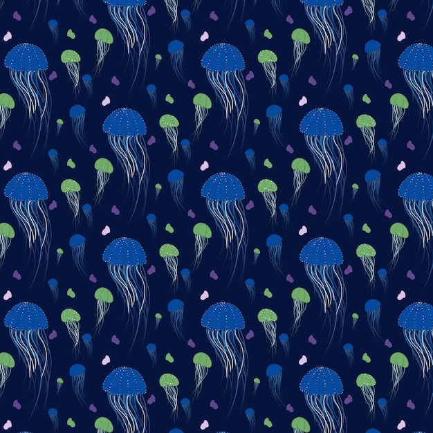 Plik wektorowy jednolity wzór meduzy z ciemnym tłem