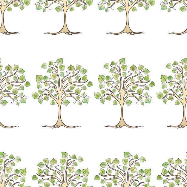 Jednolity Wzór Narysowanych Drzew Liściastych