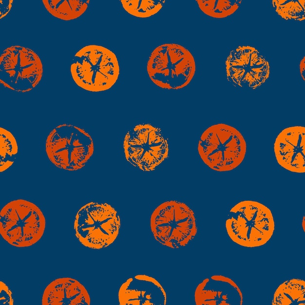 Jednolity wzór pomarańczy z nadrukiem w nowoczesnym stylu Wytnij teksturowane owoce cytrusowe pomarańczowe