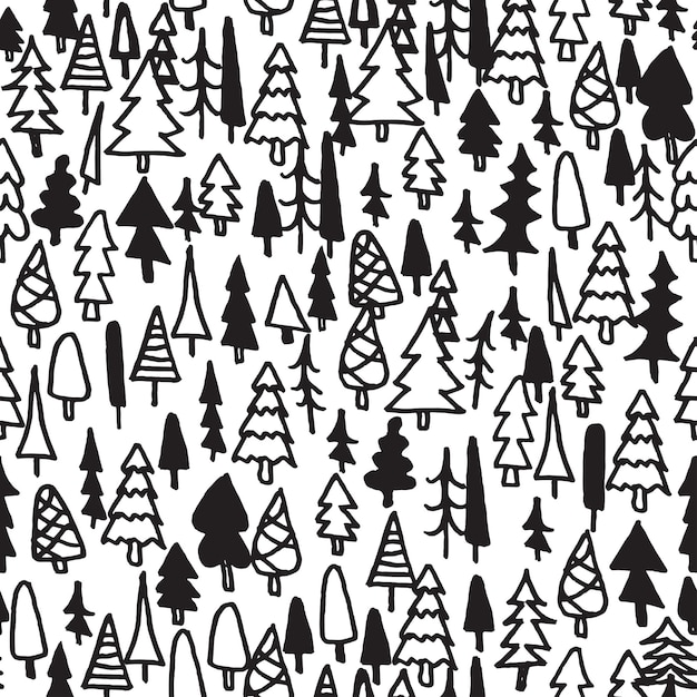 Jednolity wzór ręcznie rysowane las sosnowy na tło karty zaproszenia, papier pakowy i projekt