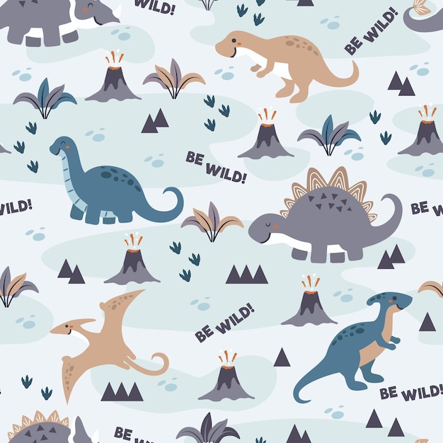 Jednolity wzór Śliczny projekt rodziny Dino dla tła tapety tkaniny do pakowania odzieży