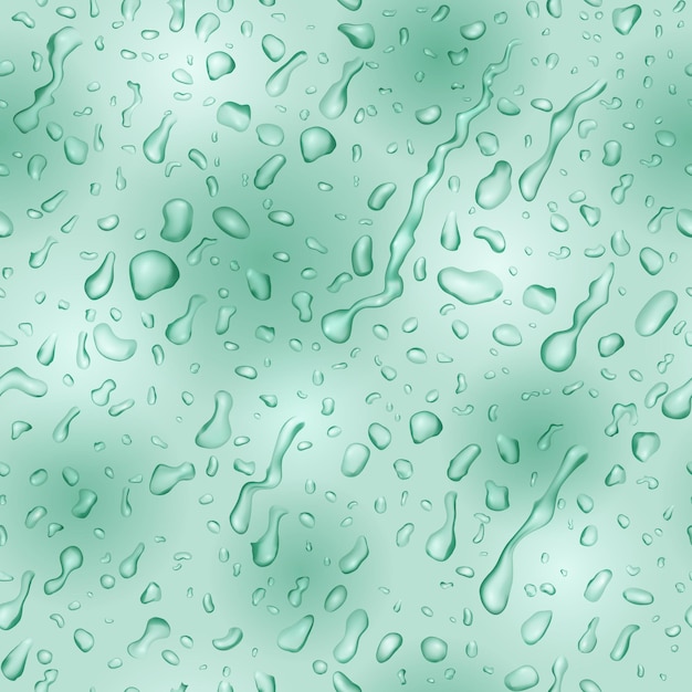 Plik wektorowy jednolity wzór w turkusowych kolorach z kroplami i smugami wody spływającymi po powierzchni