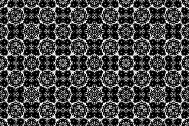 Jednolity wzórgeometryczny tribalgeometryczny batik ikataztecczarno-biały bezszwowy wzór