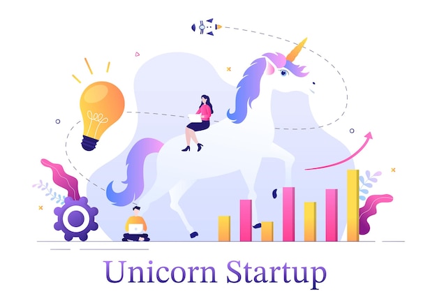 Jednorożec Biznes Startup Symbol Ilustracja Wektorowa. Biznesmen Procesu Rozwoju, Innowacyjnego Produktu I Kreatywnego Pomysłu Zobacz Cel, Aby Odnieść Sukces