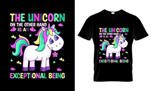 Plik wektorowy jednorożec z drugiej strony jest wyjątkową istotą kolorową graficzną koszulkę unicorn tshirt desi