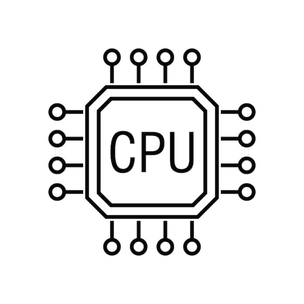 jednostka centralna ikona projekt mikrochip znak i symbol komputer element ilustracji wektorowych