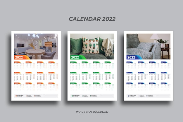 Plik wektorowy jednostronicowy kalendarz ścienny 2022