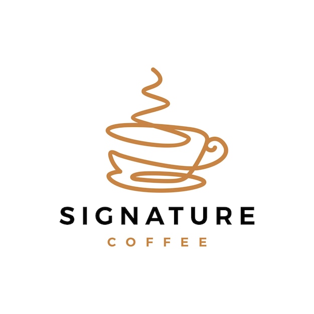 Plik wektorowy jednowierszowe, charakterystyczne logo kawy