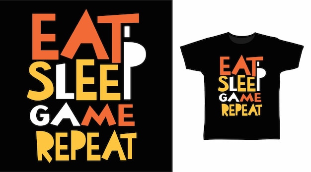 Jedz Spać, Powtarzając Typografię, Aby Zaprojektować Koszulkę