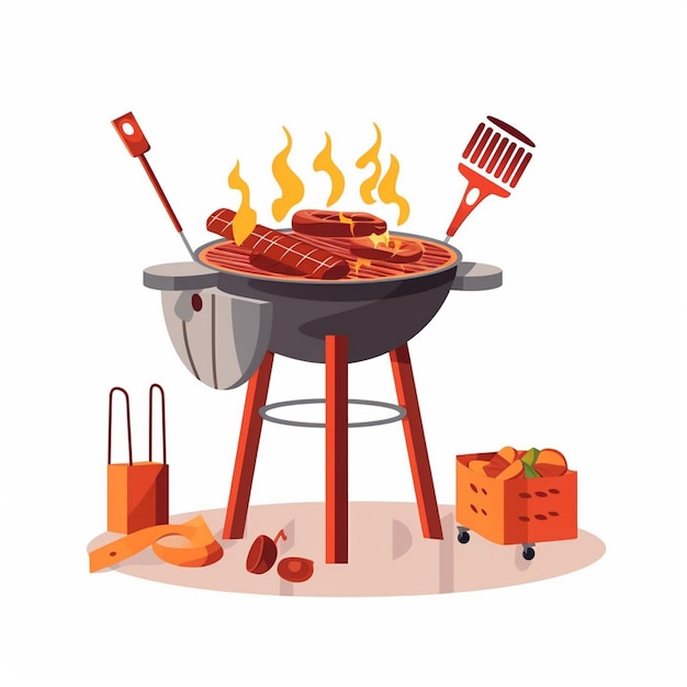 Plik wektorowy jedzenie grill grill piknik grill wektor gotowanie impreza stek na świeżym powietrzu mięso ilustra