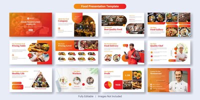 Plik wektorowy jedzenie i restauracja prezentacja powerpoint szablon slajdu zestaw do projektowania