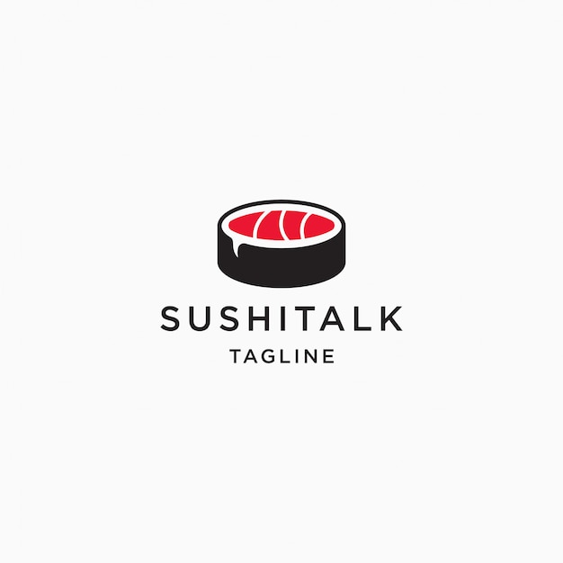 Plik wektorowy jedzenie logo sushi i czat szablon projektu ikona