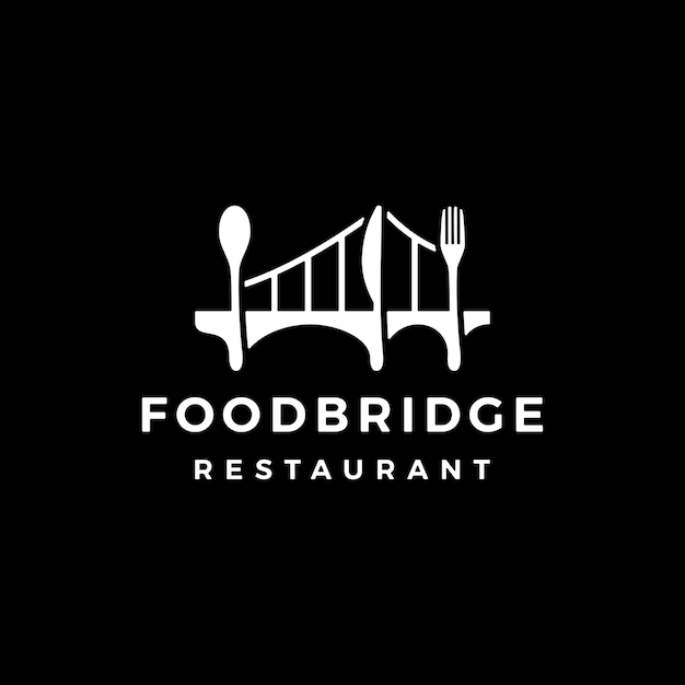 Jedzenie Most Widelec łyżka Restauracja Logo Wektor Ikona Ilustracja