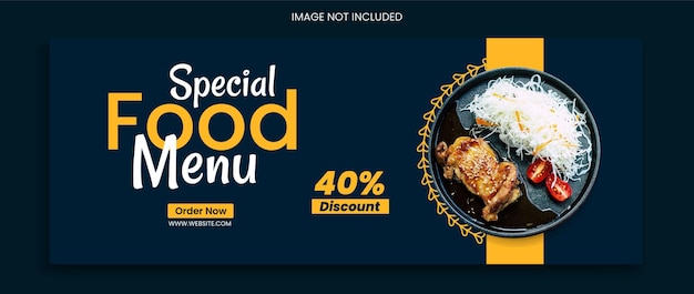 jedzenie projekt okładki na Facebooka menu restauracji szablon mediów społecznościowych