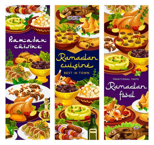 Jedzenie Z Ramadanu, Iftar Islam Przygotowuje Dania Z Menu Na Dania Z Restauracji Eid Mubarak