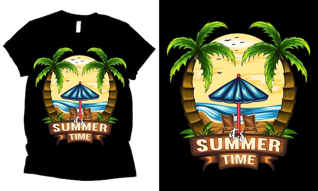 Jego Wspaniały Projekt Koszulki Summer Time Na Plażę Morską