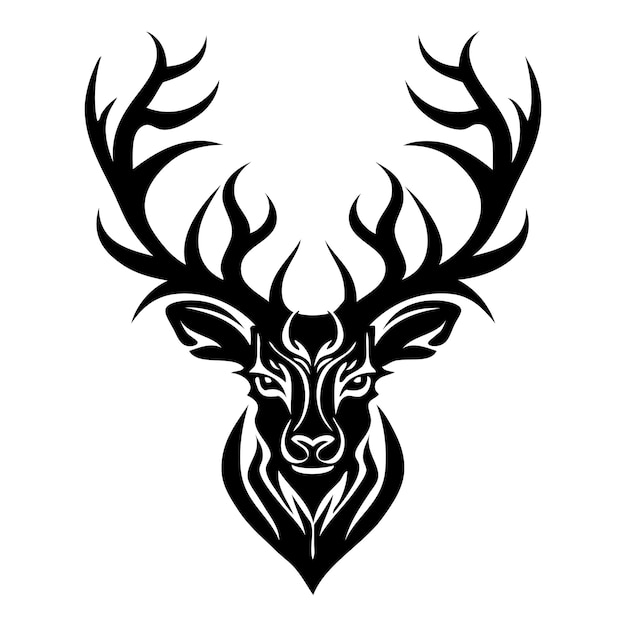 Plik wektorowy jeleń głowa sylwetka jeleń kształt svg pdf dxf png twarz jelenia clipart wektor tribal stag face